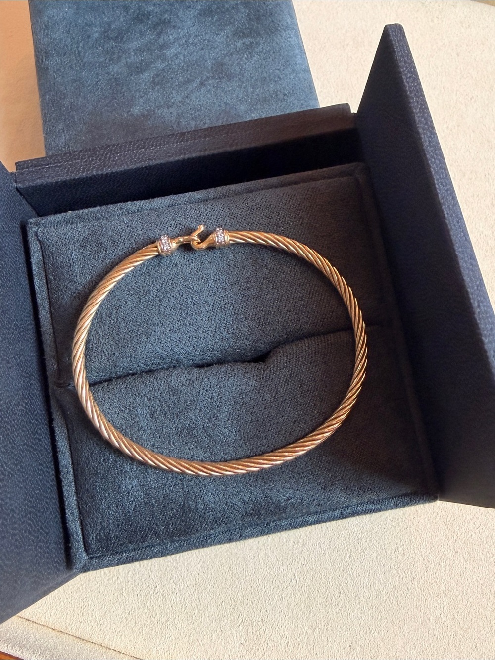 David Yurman 18K Yellow Gold with Diamonds Buckle Classic Cable Bracelet 2.6mm - Picture 11 of 14